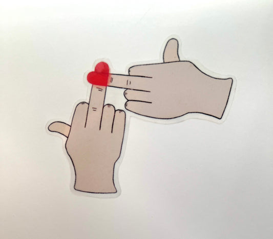 Love heart middle finger sticker
